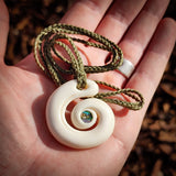 Single Koru Bone Carving Pendant Necklace - NZ Maori Inspired