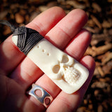 Skull Toki Bone Carving Pendant Necklace - NZ Maori Inspired