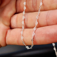 Solid 925 Italian Sterling Silver 2mm Heart Chain Necklace