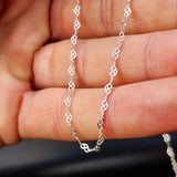Solid 925 Italian Sterling Silver 2mm Heart Chain Necklace