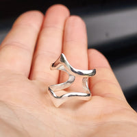 Adjustable Handmade Solid Sterling Silver Double Arrow Ring