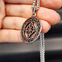 Solid Stainless Steel Round Celtic Knot Pendant & Chain Necklace