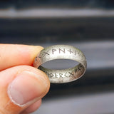 Size Y, T - Oxidized Stainless Steel Rustic Viking Rune Ring