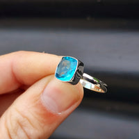 Solid Sterling Silver & Natural Blue Topaz Handmade Signet Ring