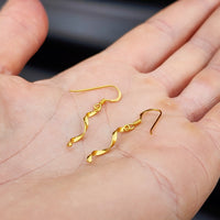 Solid 925 Sterling Silver Gold Twisted Hook Earrings