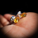 Natural Citrine & 925 Sterling Silver Oval Stud Earrings