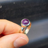 (O) Solid Sterling Silver & Natural Amethyst Stone Handmade Solitaire Ring