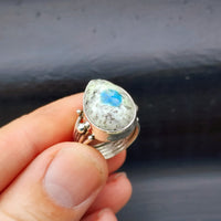 (O) Solid Sterling Silver & Natural K2 Jasper Rustic Handmade Solitaire Ring