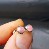 Natural Rhodochrosite & Solid Silver Round Stud Earrings