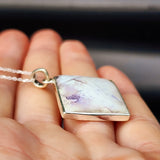Solid Sterling Silver & Purple Tiffany Japer Stone Handmade Pendant & Chain Necklace