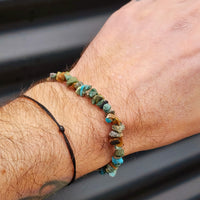 Solid Sterling Silver & Natural Turquoise Chip Bracelet