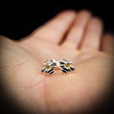 Childrens 925 Sterling Silver Bumblebee Stud Earrings