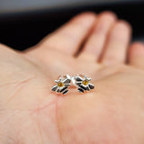 7mm Yellow CZ & Solid 925 Sterling Silver Bumblebee Stud Earrings