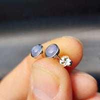 Natural Tanzanite & Solid 925 Sterling Silver Round Stud Earrings