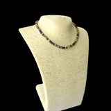 Surfer Necklace - Light Brown & Black Coconut Beads with Raw Green Amber