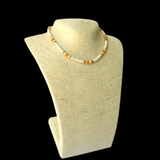 Surfer Necklace - White Coconut Beads with Raw Honey Amber