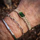 Natural Jade Cylinder Macrame Bracelet Tan
