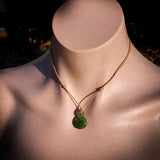 NZ Greenstone Pounamu Twist Pendant Necklace (N766)
