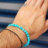 Adults 6mm Turquoise Stones Elastic Bracelet