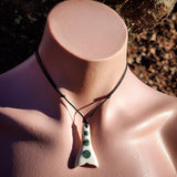 Whale Tail Jade & Bone Carving Pendant Necklace - NZ Maori Inspired