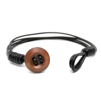 Wooden Button Multi Strand Leather Bracelet