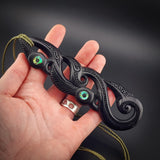 XXL Double Manaia Black Bone Carving Pendant Necklace