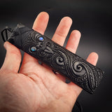 XL Tiki Toki Black Bone Carving Pendant Necklace