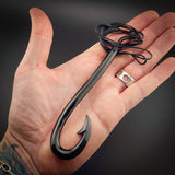 XL Hook Black Bone Carving Pendant Necklace