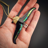Whale Tail Black Bone Carving Pendant Necklace