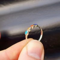 Solid 925 Sterling Silver & Mixed Gemstone 3.2mm Band Ring