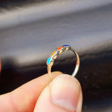 Solid 925 Sterling Silver & Mixed Gemstone 3.2mm Band Ring
