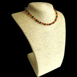Amber Teething Necklace - Polished Cognac Amber & Black Obsidian Stone