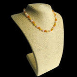 Amber Teething Necklace - Raw Honey, Butter & Rose Quartz