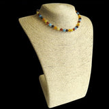 Amber Teething Necklace - Raw Mixed Amber & Aquamarine