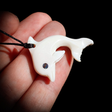 Natural Carved Maori Bone Carving Pendant Necklace - Dolphin