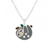 Childrens 925 Solid Sterling Silver & CZ Sloth Necklace