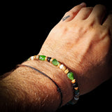 Nephrite Jade / Greenstone & Mixed Coconut Elastic Bracelet