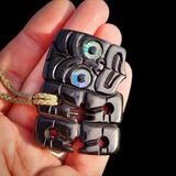 Hei Tiki Black Bone Carving Pendant Necklace