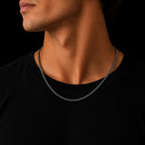 2.38mm Solid 925 Oxidized Sterling Silver Spiga Chain Necklace