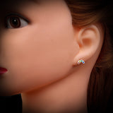Childrens 925 Sterling Silver & Rainbow CZ Stud Earrings