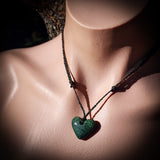 NZ Greenstone Pounamu Heart Pendant Necklace (N626)