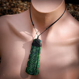 Natural Jade XL Notched Toki Pendant Necklace (N1141)