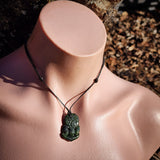 NZ Greenstone Pounamu Tiki Pendant Necklace (N1037)