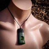 Natural Nephrite Jade Koru Toki Pendant Necklace (N1060)