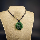 Natural Jade Kiwi Koru Pendant Necklace (N2303)