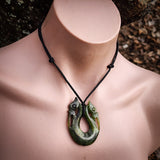 Natural Jade Double Manaia Pendant Necklace (N1125)