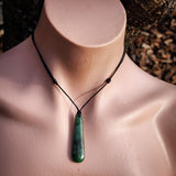 NZ Greenstone Pounamu Drop Pendant Necklace (N979)
