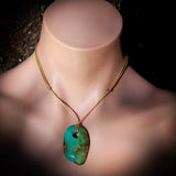 Natural Turquoise Freeform Pendant Necklace (1BBB319)
