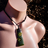 NZ Greenstone Pounamu Double Koru Toki Pendant Necklace (N1048)