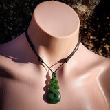 NZ Greenstone Pounamu Triple Twist Pendant Necklace (N944)